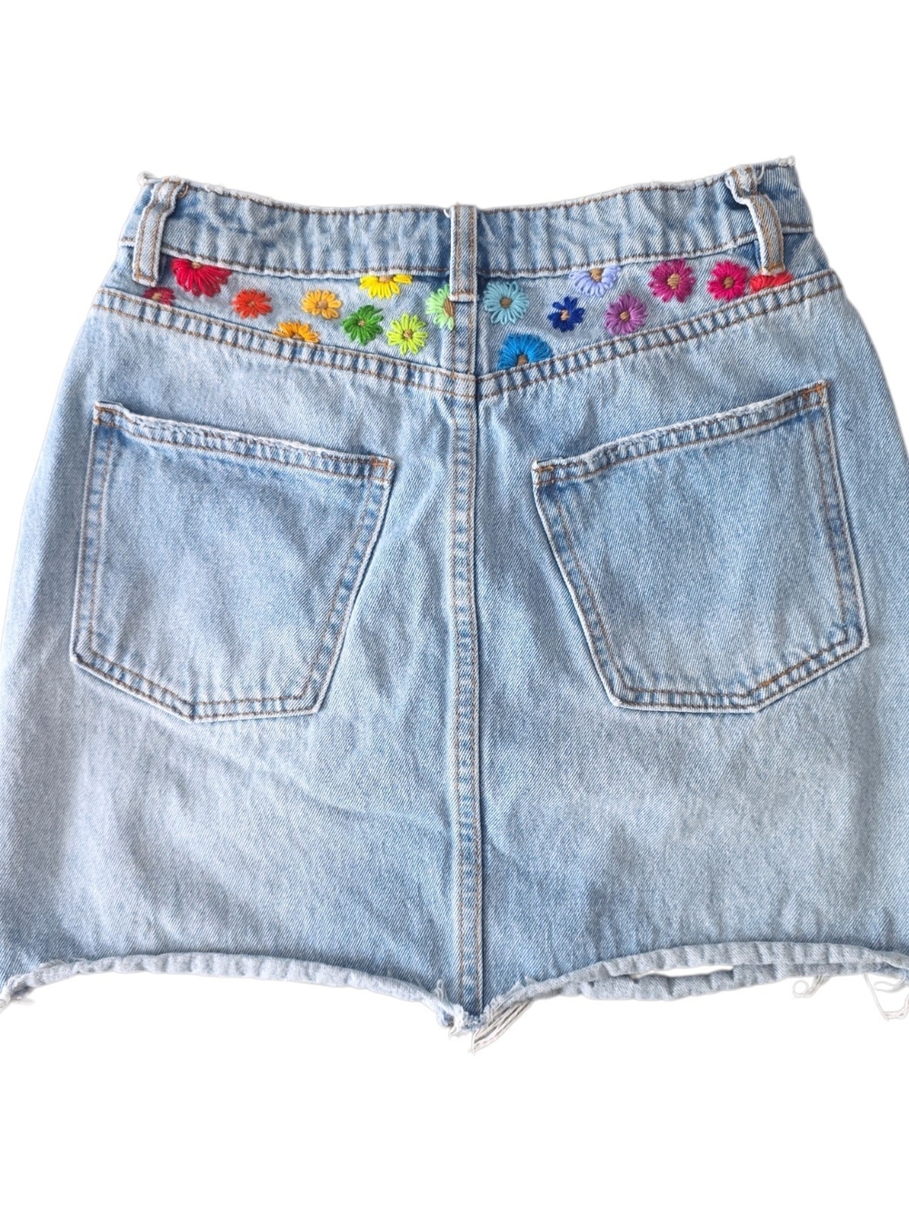 Billabong x Sincerely Jules Custom Hand Embroidered Denim Mini Skirt Sz 25